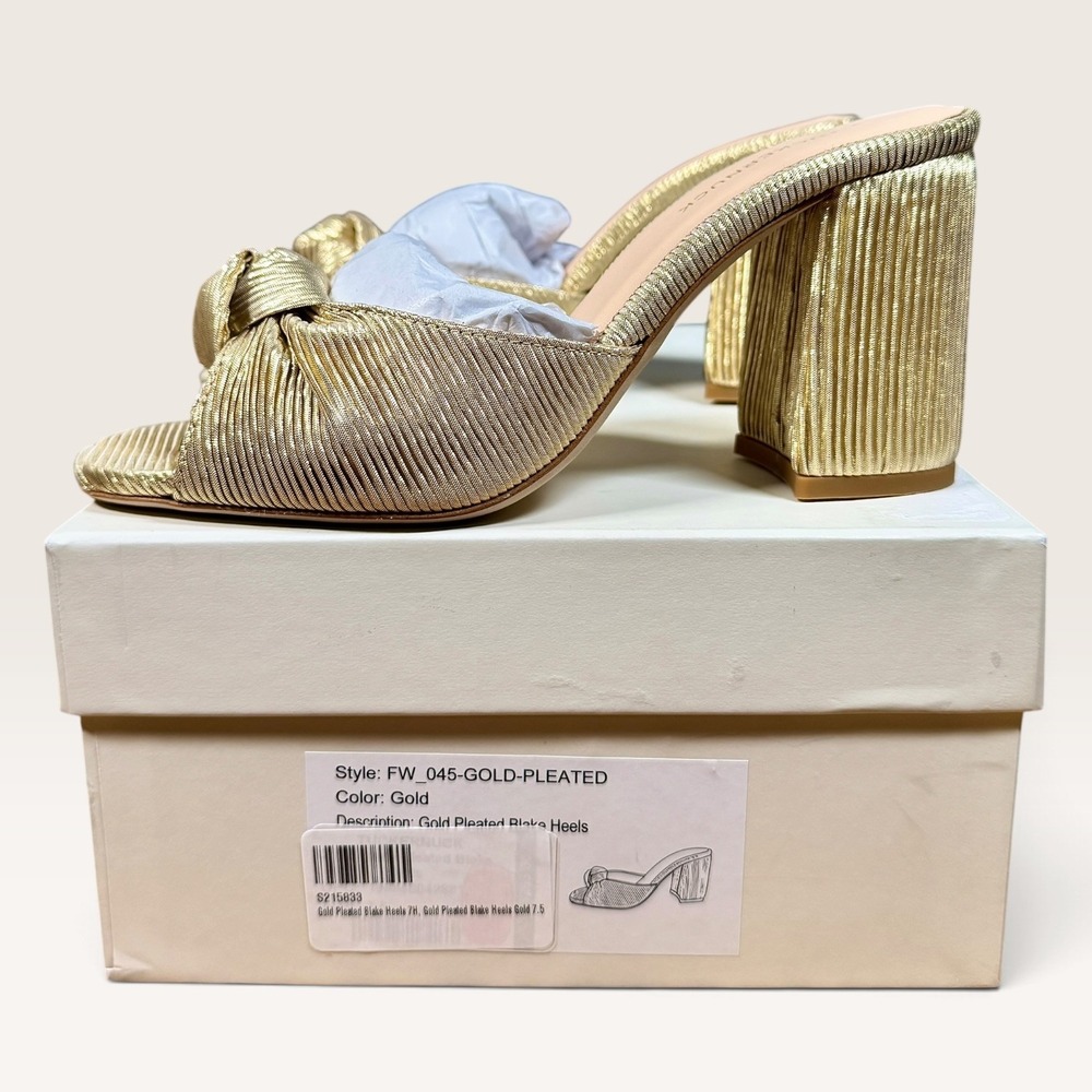 Tuckernuck Champagne Pleated Metallic Blake Heels US 7.5 Elegant Formal Holidays